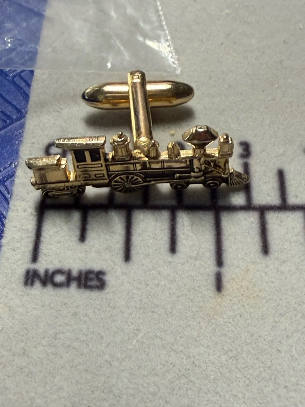 Vintage HICOCK Cuff links Mid Century Train Engine Gold Tone